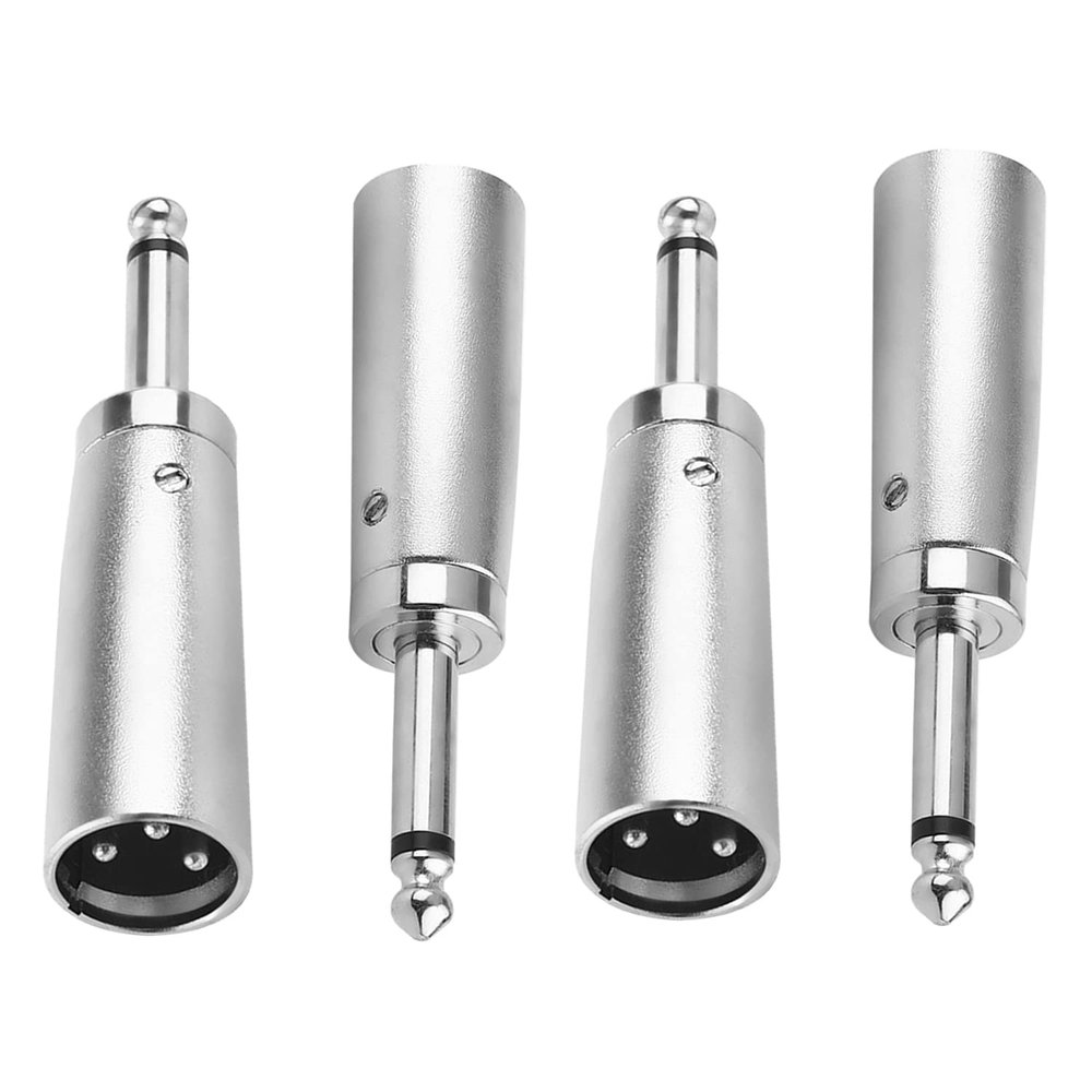 Fielect 4Pcs XLR Male to 1/4" Male TRS Adapter Connector - 6.35mm to XLR Male Adapters Coupler Microphones Plug in Audio Connector Mic Male Plug