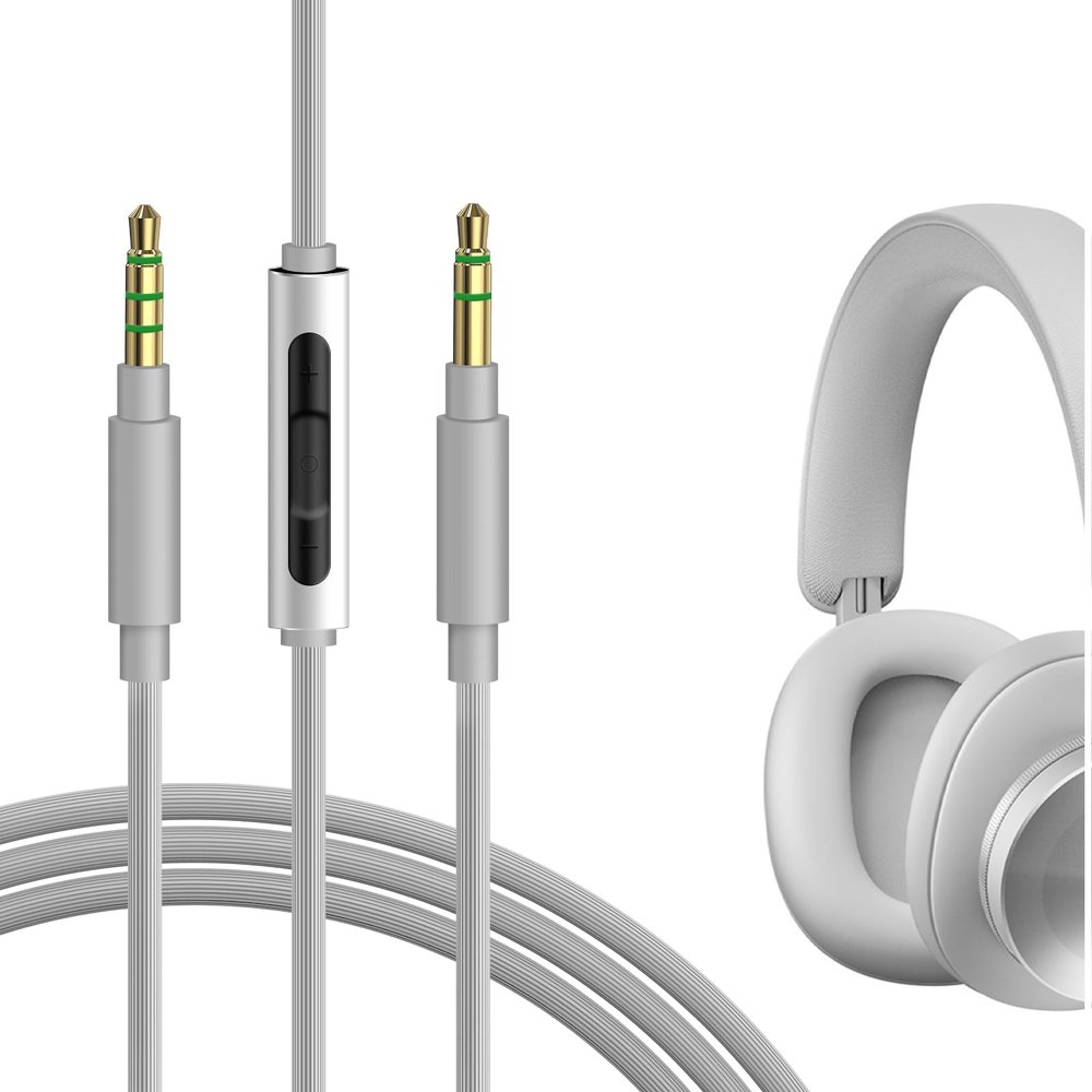 GEEKRIA Audio Cable with Mic Compatible with B&O H95, HX, Portal, H9 3rd Gen, H9i, H8i Cable, 3.5mm Aux Replacement Stereo Cord with Inline Microphone and Volume Control (4 ft/1.2 m)