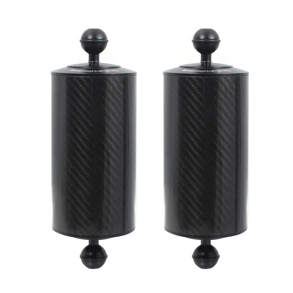 BGNING Carbon Fiber Float Arm Aquatic Dual Floating Ball Arm Extend Bracket Diving Buoyancy Arm D80MM for Underwater Camera Diving Tray (2pcs 8inch)