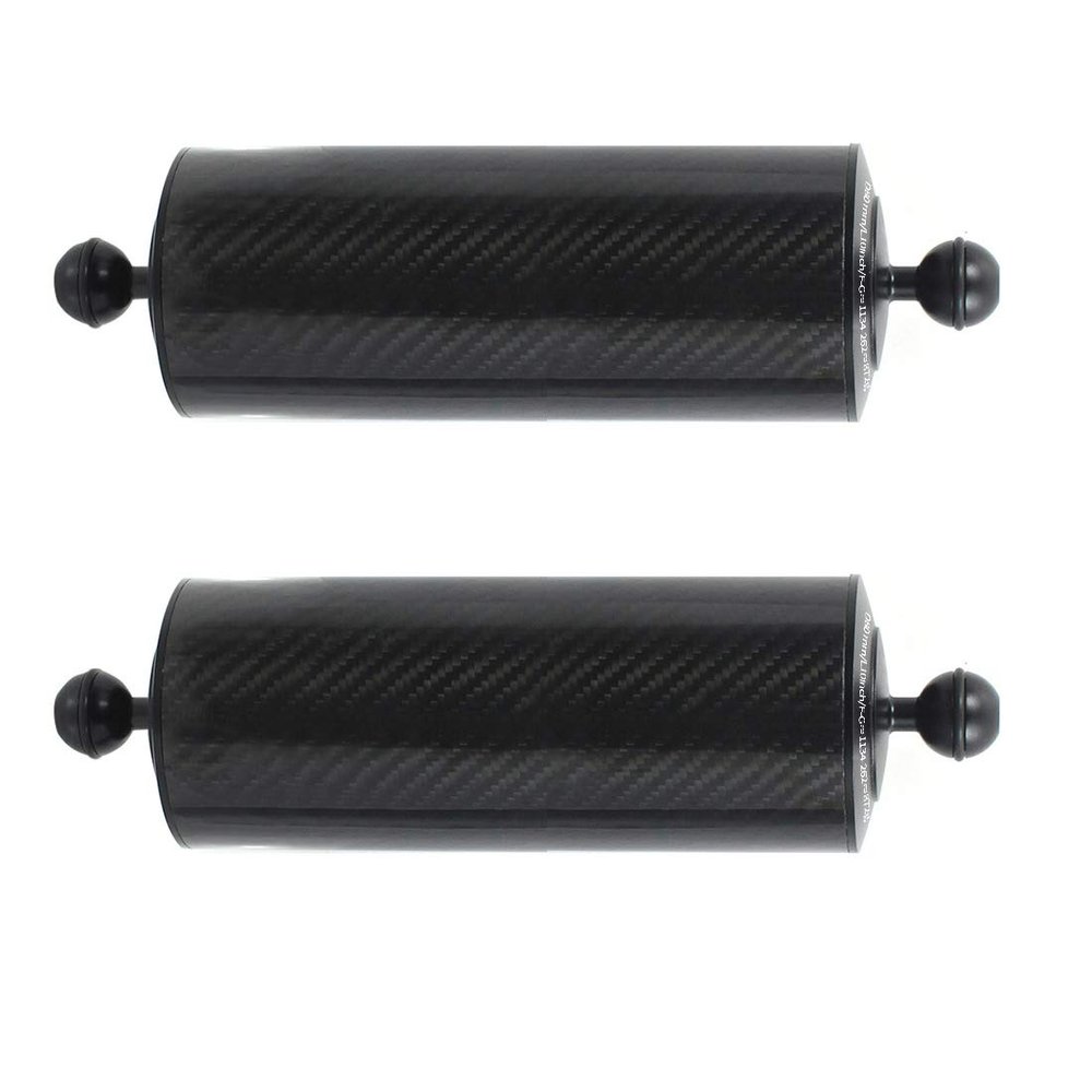BGNING Carbon Fiber Float Arm Aquatic Dual Floating Ball Arm Extend Bracket Diving Buoyancy Arm D80MM for Underwater Camera Diving Tray (2pcs 10inch)