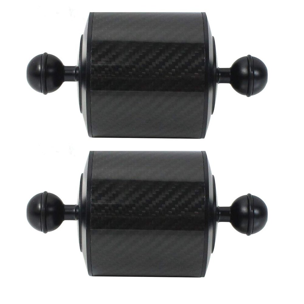 BGNING Carbon Fiber Float Arm Aquatic Dual Floating Ball Arm Extend Bracket Diving Buoyancy Arm D80MM for Underwater Camera Diving Tray (2pcs 5inch)