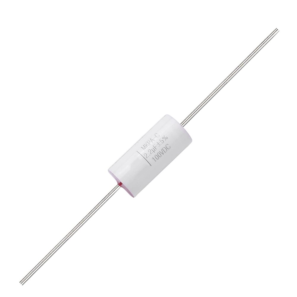 Fielect Axial Lead Type Polypropylene Film Capacitor Cylindrical 100V DC 2.2uF 13 * 25mm for Audio Divider 1pc