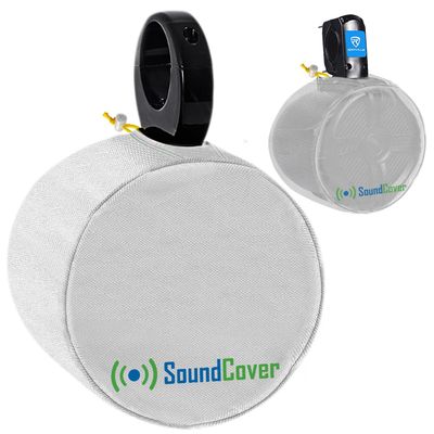 SoundCover White 600D Marine Wake Tower Speaker Covers  Medium (H 9.8"  W 9.8"  D 12")  Weather-Resistant Covers for Marine & ATV Speakers