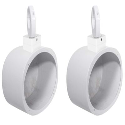 Rockville MAC69W Bundle: (2) 6x9 in White Aluminum Wakeboard Tower Speaker Pods, (2) MAC360W 360 Swivel Mount Clamps, for Wakeboard Towers, 4-Items