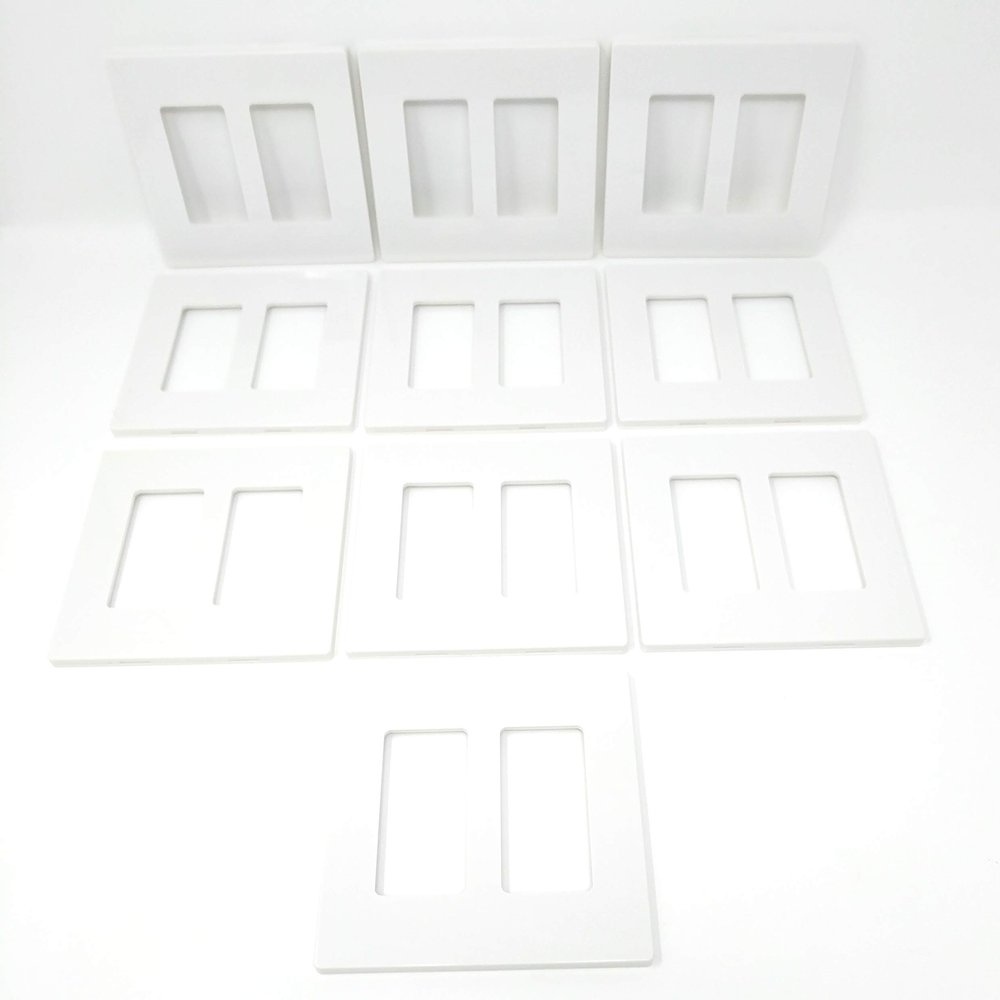 RiteAV - 2 Gang White Screwless Decorative Style Wallplate (10 Pack)