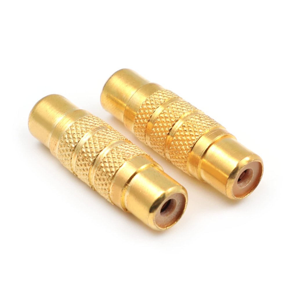 Othmro 2Pcs Push-in Straight RF Coax Connector Adapter Gold RCA Female to RCA Female zinc Alloy Gold-Plated