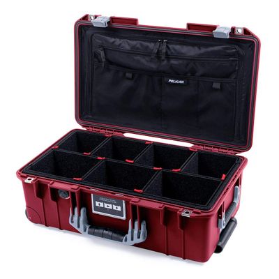 Pelican Oxblood & Silver 1535 air case with TrekPak dividers & Combo-Pouch lid Organizer.