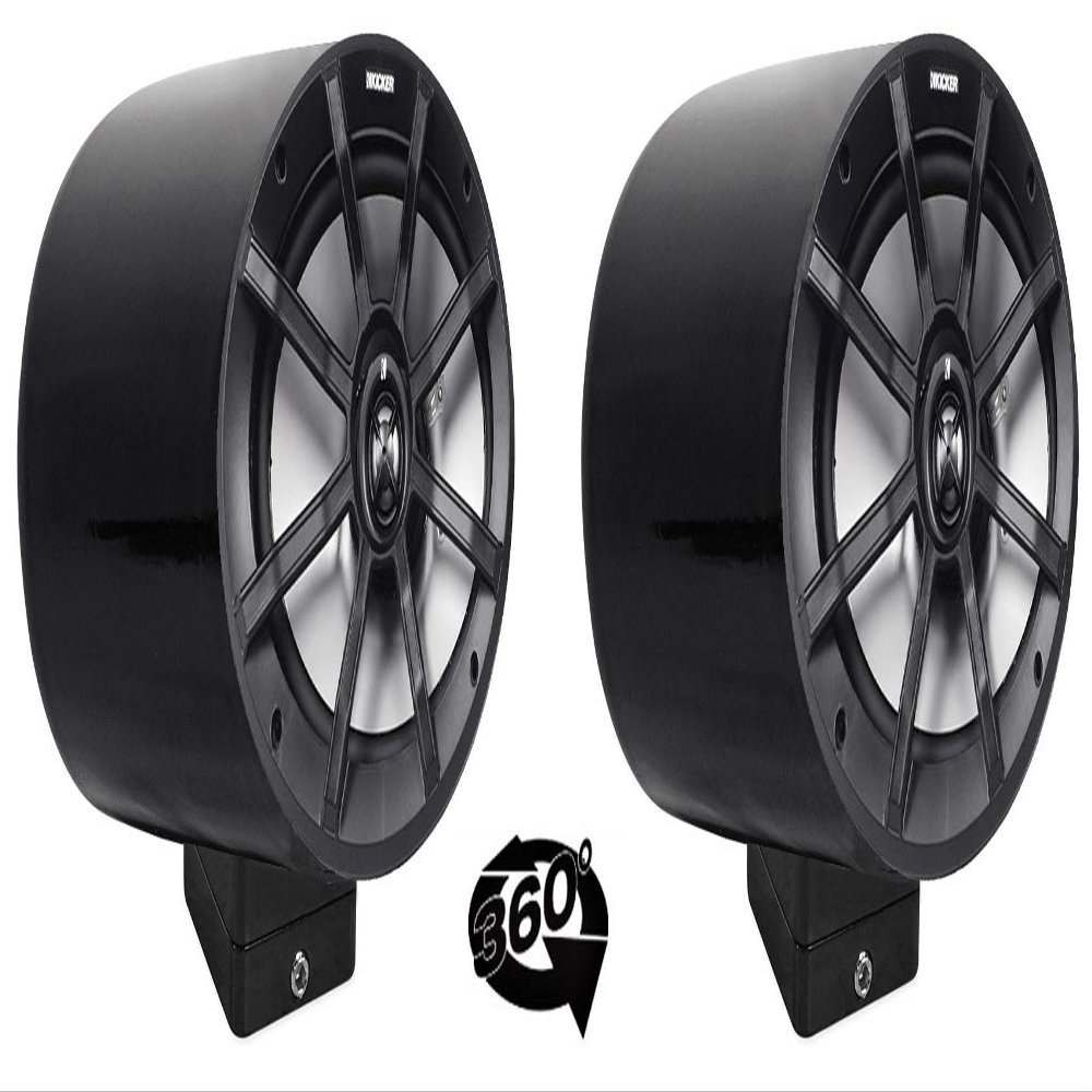 (2) Kicker PS69 6x9 360 Swivel Black Aluminum Surface Mount Boat Speakers