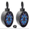 (2) Kicker KM8 8" LED 360 Swivel Black Aluminum Wakeboard Tower Speakers view 1