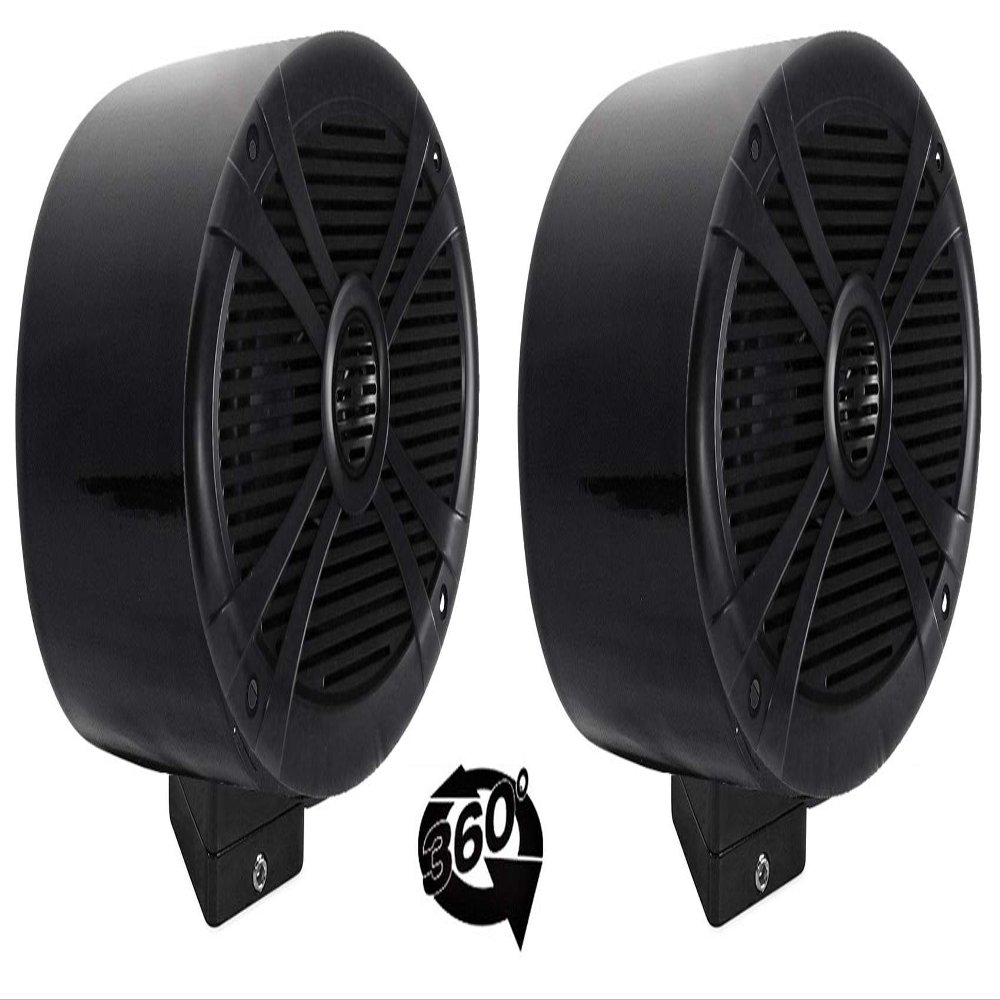 Rockville RMSTS69B Bundle: (2) 6x9 in 1000-Watt 2-Way Waterproof Marine Boat Speakers, (2) MAC69B Aluminum Speaker Pod Enclosures, (2) MAC360B 360-Degree Swivel Surface Mount Clamps, 6-Items