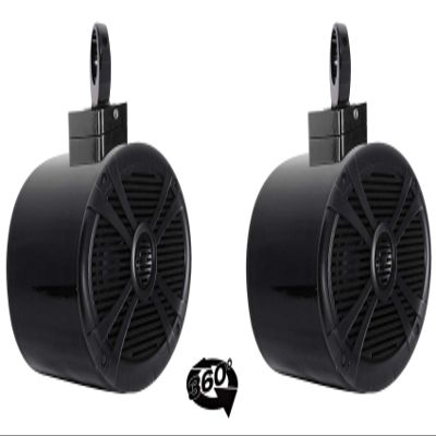 Rockville RMSTS69B Bundle: (2) 6x9 in 1000-Watt 2-Way Waterproof Marine Boat Speakers, (2) MAC69B Aluminum Wakeboard Tower Pod Enclosures, (2) MAC360B 360-Degree Swivel Surface Mount Clamps, 6-Items