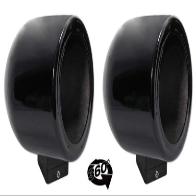 Rockville MAC65B Bundle: (2) 6.5 in Black Aluminum Speaker Pod Enclosures, (2) MAC360B 360 Swivel Surface Mount Clamps, for Wakeboard Tower Install, 4-Items