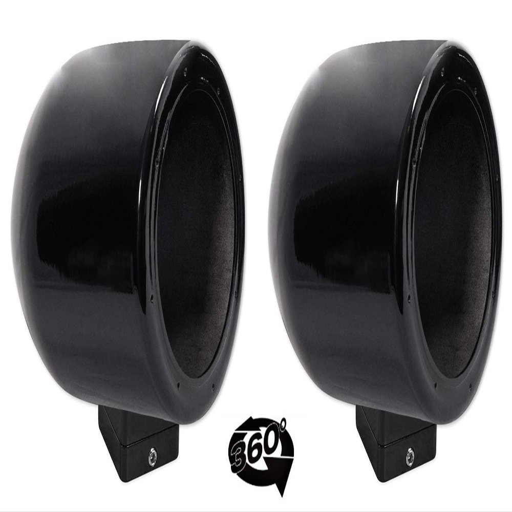 Rockville MAC65B Bundle: (2) 6.5 in Black Aluminum Speaker Pod Enclosures, (2) MAC360B 360 Swivel Surface Mount Clamps, for Wakeboard Tower Install, 4-Items