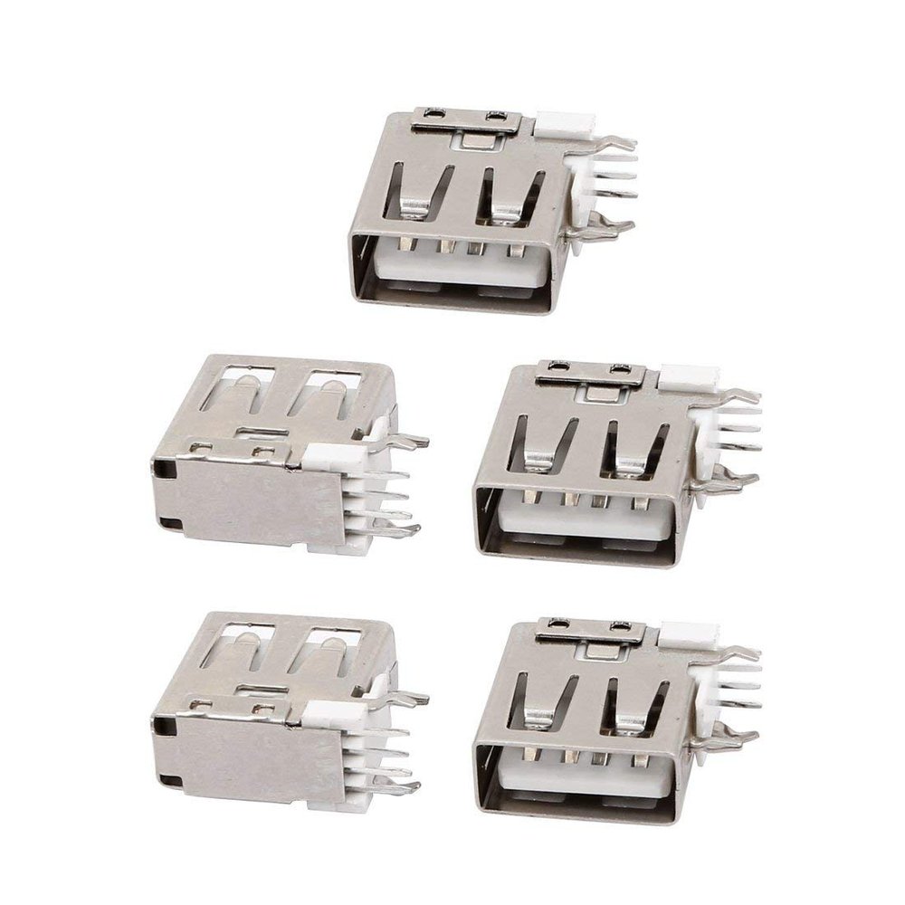 Fielect 15Pcs USB-A Female Socket Jack Connector 4 Pin Back Insert Patch 7.8mm PCB Connector, Repair Replacement Adapter