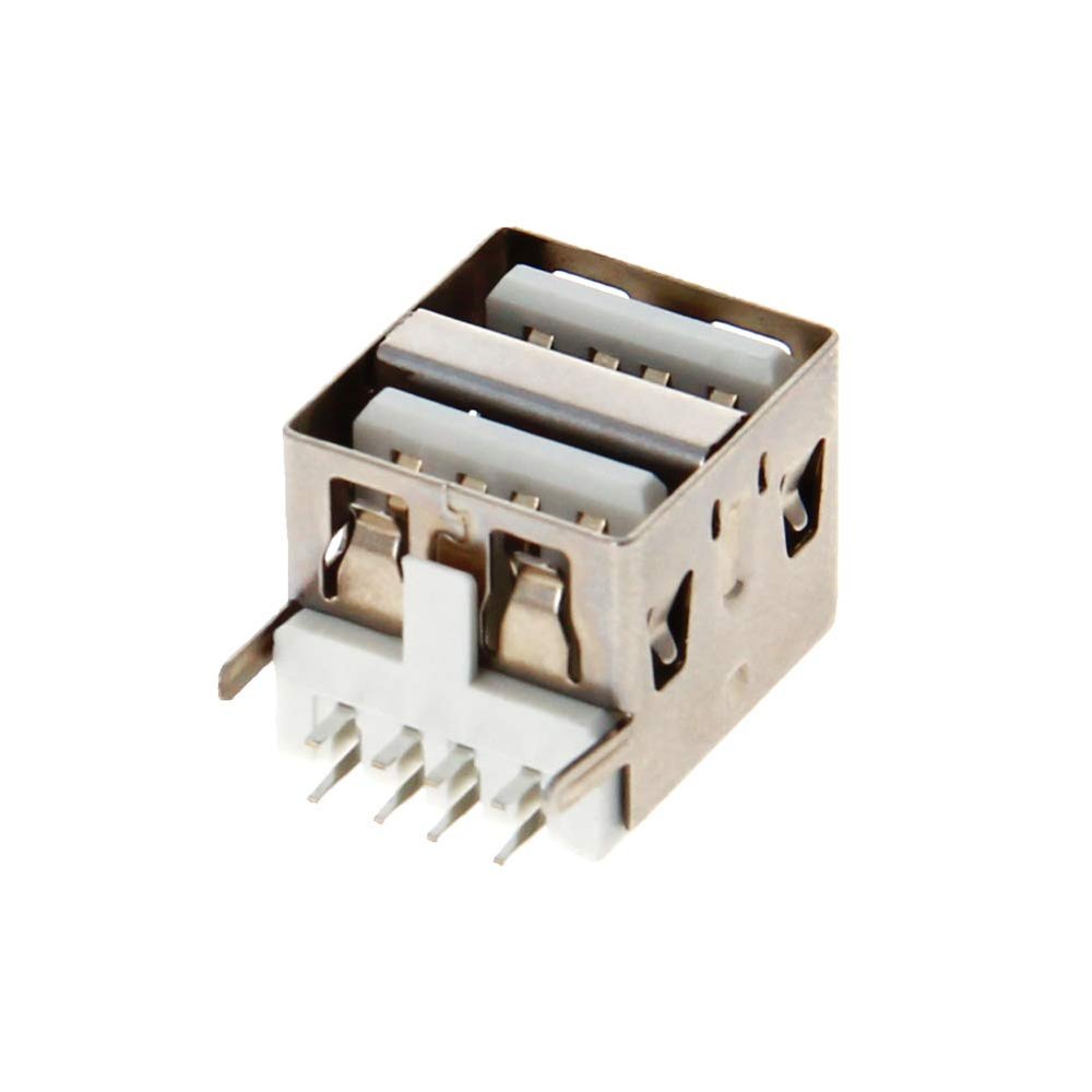 Fielect 5Pcs USB-A Female Socket Jack Connector 8 Pin Double Layer 90 Degree No-Edge PCB Connector, Repair Replacement Adapter