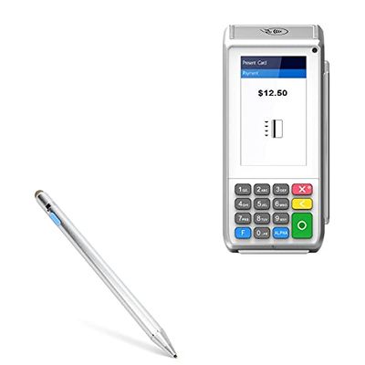 BoxWave Stylus Pen Compatible with Pax A80 - AccuPoint Active Stylus, Electronic Stylus with Ultra Fine Tip - Metallic Silver