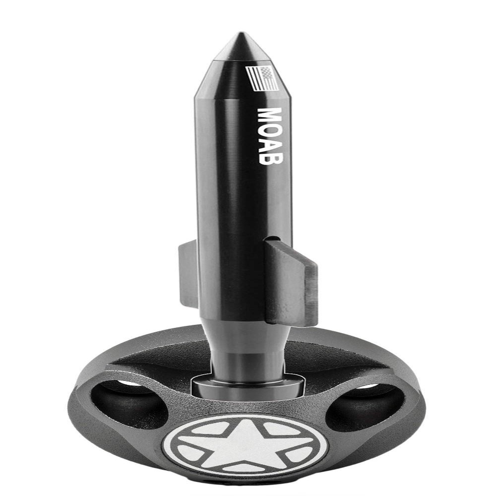 VMS RACING Combo GUNMETAL MOAB ANTENNA & GUNMETAL ANODIZED HOUSING COVER BASE in Billet Aluminum Short Compatible with Jeep Wrangler JK JKU JL JT