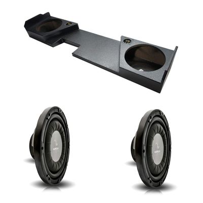 Compatible with 2014-2018 Chevy Silverado Double Cab Harmony HA-F124 Dual 12" Rhino Coated Sub Box 2 Ohm New