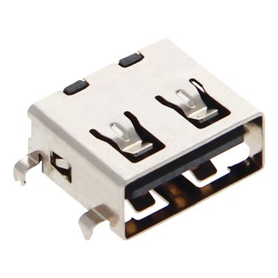 Fielect 20Pcs USB-A Female Socket Jack Connector 4 Pin Sinking Plate 90 Degree 1.1mm No-Edge PCB Connector, Repair Replacement Adapter