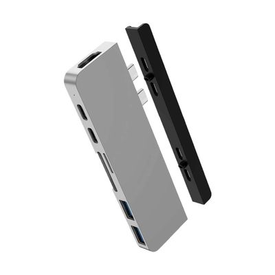 HyperDrive Duo 7-in-2 MacBook USB C Hub for Mac w/Dual Ports, 4K60Hz HDMI, 40Gbps USB-C 100W Power Delivery, USB-A, SD/MicroSD, Magnetic Mount (Silver)