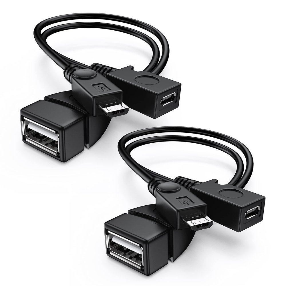 ANDTOBO 2-in-1 Micro USB (OTG Cable with Power) Adapter Replacement for Fire Stick 4K /Host Devices/PlayStation Classic etc- 2 Pack