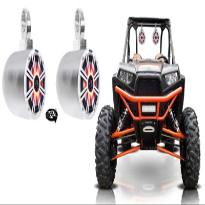 2 Kicker KM65 6.5" LED 360 Degree Swivel Chrome Tower Speakers for RZR/ATV/UTV