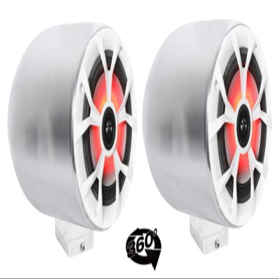 Rockville MAC65S Bundle: (2) 6.5" Aluminum Wakeboard Tower Speaker Enclosures, (2) RKL65MBW 700-Watt Marine Speakers with LED & Grilles, (2) MAC360C 360 Swivel & Surface Mount Clamps, 6-Items