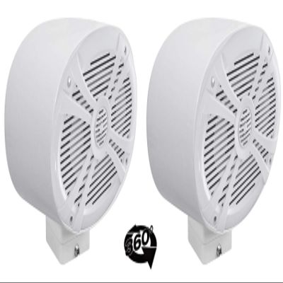 Rockville RMSTS69W Bundle: (2) 6x9 in 1000-Watt Waterproof Marine Speakers, (2) MAC69W White Aluminum Wakeboard Tower Pod Enclosures, (2) MAC360W 360-Degree Swivel Surface Mount Clamps, 6-Items