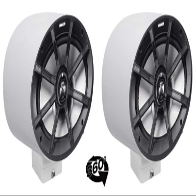 (2) Kicker PS69 6x9 360 Swivel White Aluminum Surface Mount Boat Speakers