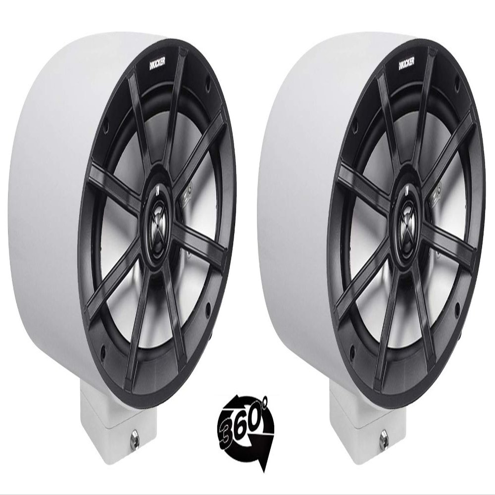 (2) Kicker PS69 6x9 360 Swivel White Aluminum Surface Mount Boat Speakers