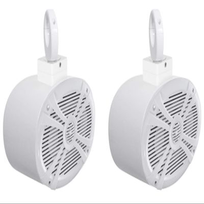 Rockville RMSTS69W Bundle: (2) 6x9 in 1000-Watt Waterproof Marine Boat Speakers, (2) MAC69W White Aluminum Wakeboard Tower Pod Enclosures, (2) MAC360W 360-Degree Swivel Tower Mount Clamps, 6-Items