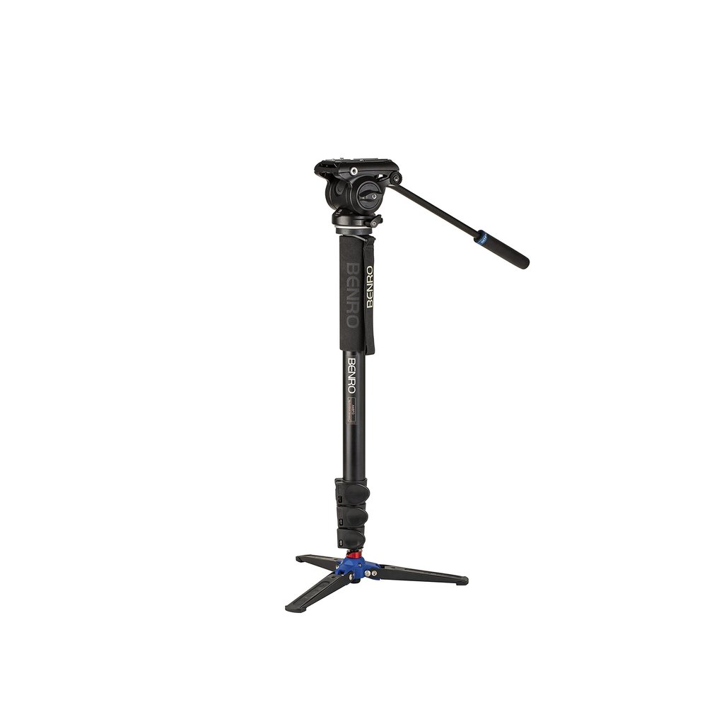 Benro A48FD Aluminum Video Monopod with S4PRO Fluid Head 3-Leg Base, Smooth Pan/Tilt Motion, Sliding Quick-Release Plate & Travel-Friendly Support for Video Creators (A48FDS4PRO)