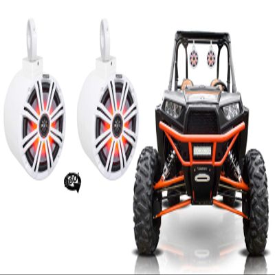 2 Kicker KM8 8" LED 360 Swivel White Aluminum Tower Speakers for RZR/ATV/UTV