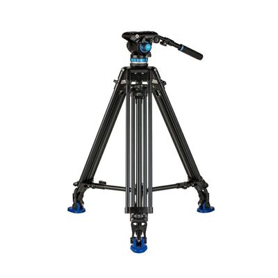 Benro Dual-Tube Aluminum Video Tripod with S6PRO Fluid Head, 75mm Bowl, Mid-Level Spreader, Supports Up to 13.2 lb (A573TBS6PRO)