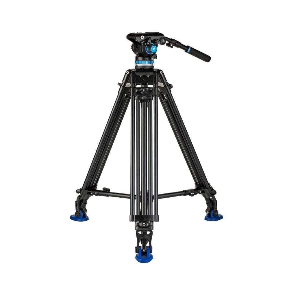 Benro Dual-Tube Aluminum Video Tripod with S6PRO Fluid Head, 75mm Bowl, Mid-Level Spreader, Supports Up to 13.2 lb (A573TBS6PRO)