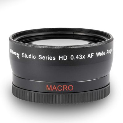 0.43x Wide Angle Anti-Reflection with Macro Lens for High Definition Video Recording Attaches to Any Canon Nikon Panasonic Sony DSLR Camcorder Lens (40.5mm)