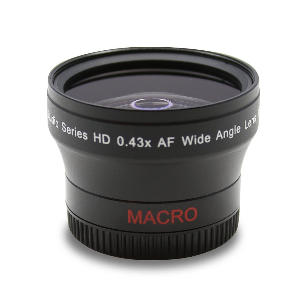 0.43x Wide Angle Anti-Reflection with Macro Lens for High Definition Video Recording Attaches to Any Canon Nikon Panasonic Sony DSLR Camcorder Lens (37mm)