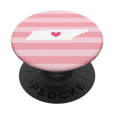 Tennessee Heart - Cute Blush Pink Stripe Home State Map PopSockets PopGrip: Swappable Grip for Phones & Tablets