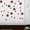 Baby Pink/Chocolate Brown Vinyl Wall Stickers - 2 & 4 inch Circles (60 Decals) view 2