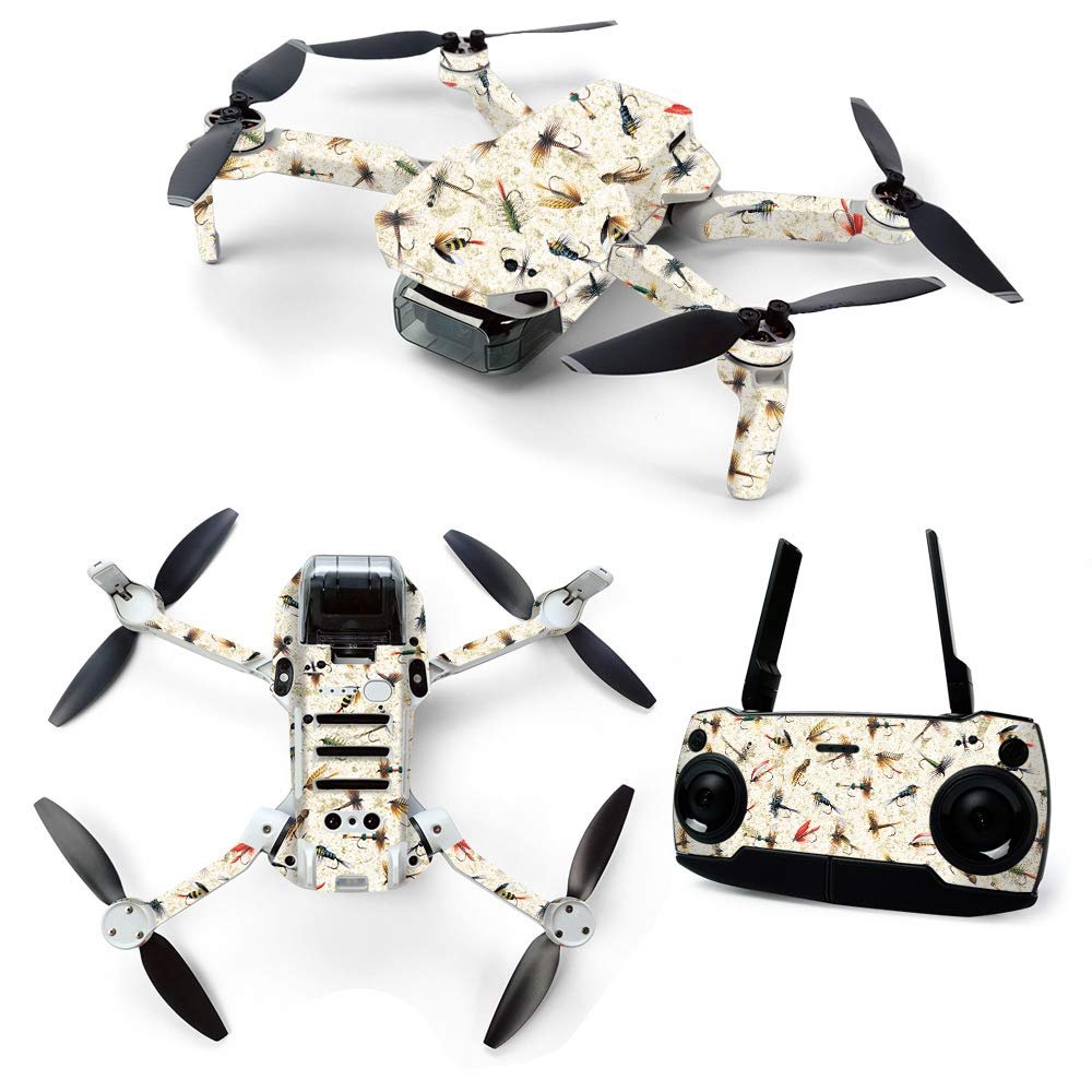 MightySkins Skin for DJI Mavic Mini Portable Drone Quadcopter - Fishing Flies | Protective, Durable, and Unique Vinyl Decal wrap Cover | Easy to Apply, Remove, and Change Styles | Made in The USA
