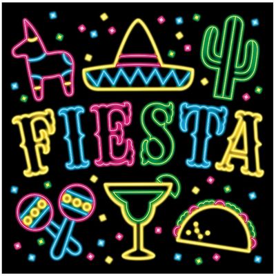 FIESTA NEON BACKDROP - Party Decor - 1 Piece