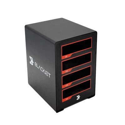 Blackjet TX-4DS Thunderbolt 3 Cinema Dock System 4-Bay Media & SSD Dock for Professional Video Production, DIT & Post NVMe/SSD Workflow Thunderbolt 4 & USB4 Compatible Apple Mac & Windows