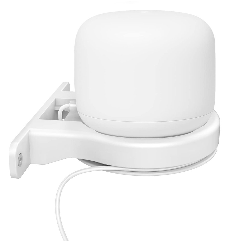 Delidigi ABS Wall Mount Compatible with Google Nest WiFi Router- AC2200 Bracket Holder Shelf for Nest WiFi Point [Built-in Cable Management] (White)