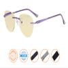 CessBlu Ladies Cat-eye Blue Light Blocking Glasses Anti Glare UV Rimless Computer Eyeglasses for Women Reading Screen (Purple)+1.75 view 2