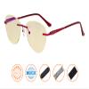 CessBlu Ladies Cat-eye Blue Light Blocking Glasses Anti Glare UV Rimless Computer Eyeglasses for Women Reading Screen (Red)+0.5 view 2