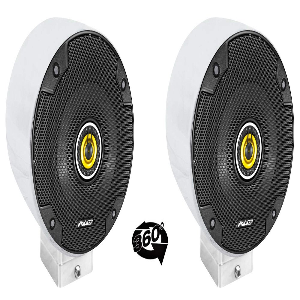(2) Kicker CSC54 5.25" 360 Degree Swivel Chrome Surface Mount Speakers