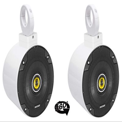 (2) Kicker CSC54 5.25" 360 Swivel White Aluminum Wakeboard Tower Speakers