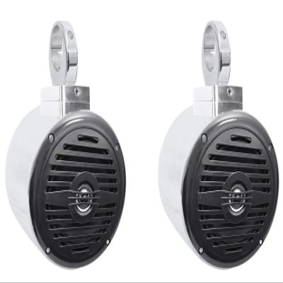 Rockville MAC525S Bundle: 2 Wakeboard Speaker Pod Enclosures, MAC360C 360 Degree Swivel Surface Mount Clamps, Pair MS525B 5.25 in 400-Watt Waterproof 2-Way Marine Boat Speakers, 3-Items