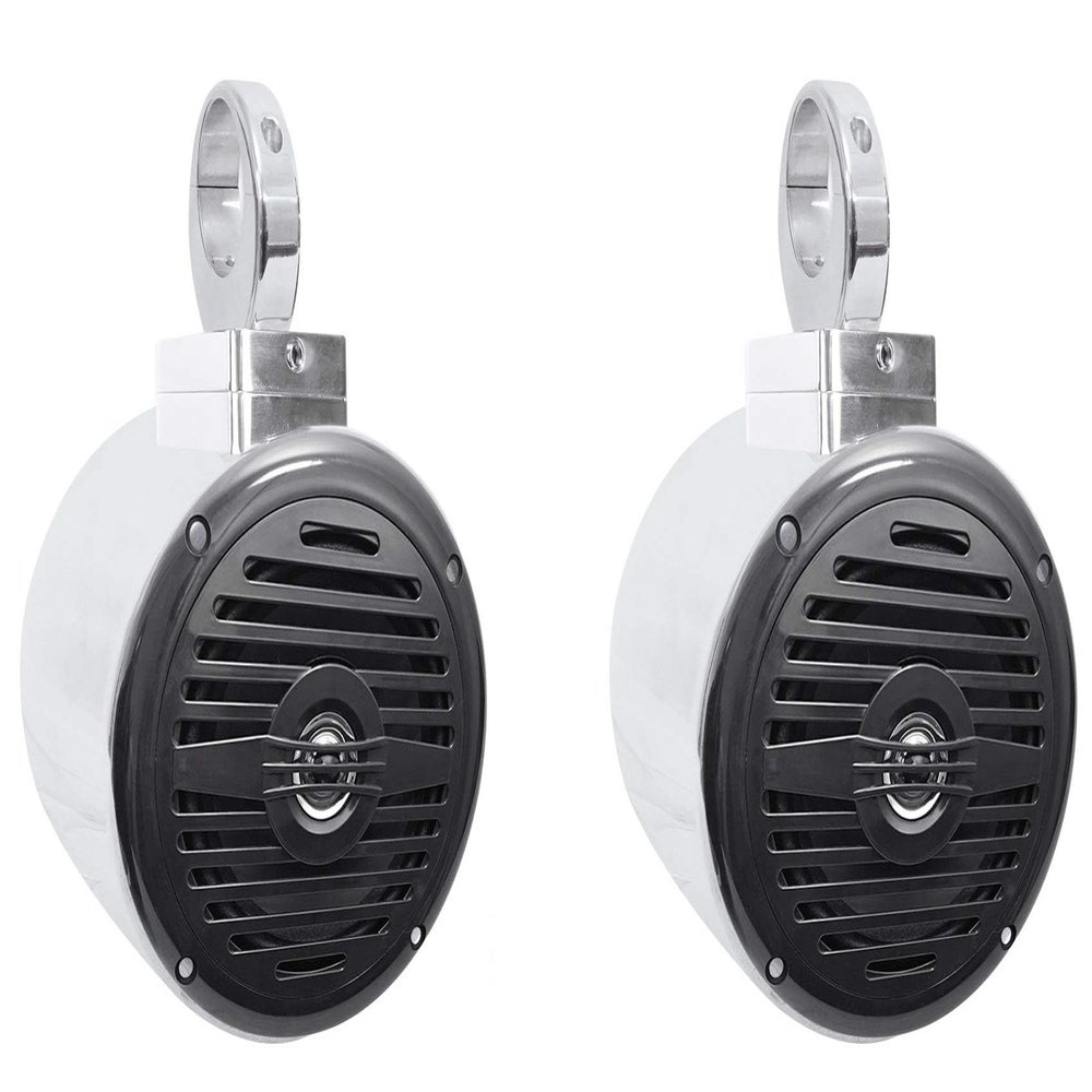 Rockville MAC525S Bundle: 2 Wakeboard Speaker Pod Enclosures, MAC360C 360 Degree Swivel Surface Mount Clamps, Pair MS525B 5.25 in 400-Watt Waterproof 2-Way Marine Boat Speakers, 3-Items