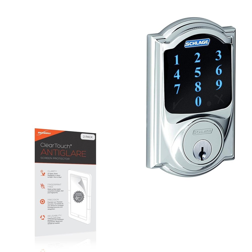 BoxWave Screen Protector Compatible With Schlage Connect Camelot Touchscreen Deadbolt - ClearTouch Anti-Glare (2-Pack), Anti-Fingerprint Matte Film Skin